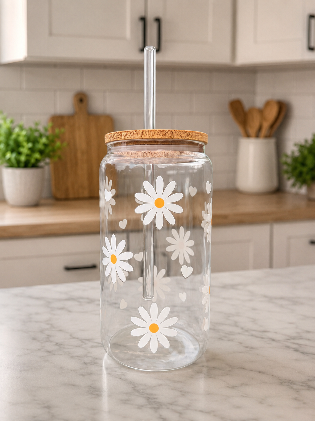 Daisy Glass Can Cup 🌼✨
