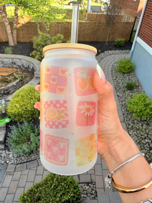 ππLemon coquette Frosted Glass Can Cup ππ