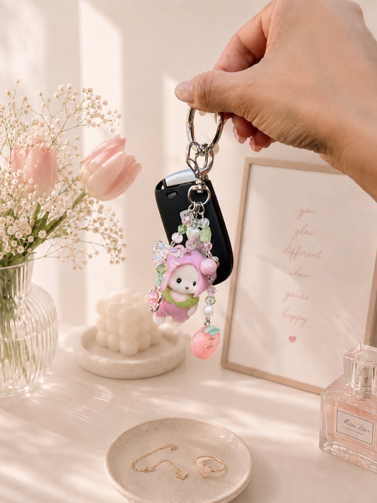 πβ¨ Peach Kitty Calico Critter Charm Keychainππ±π