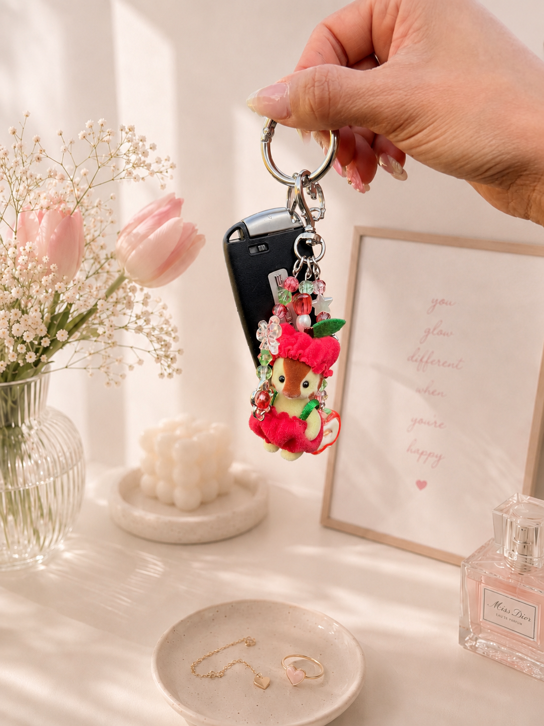 🍎✨ Apple Giraffe Calico Critter Charm Keychain 🍎🦒💕