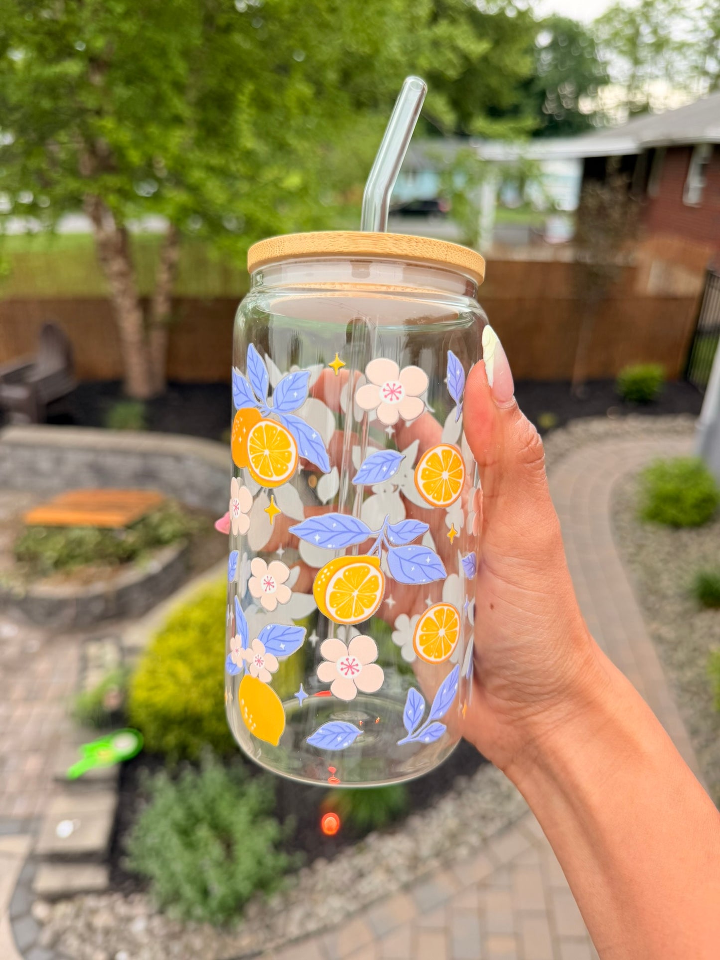 ππΈorange Bloom Glass Can Cup ππβ¨