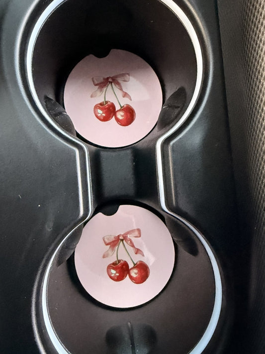 ππRed Cherry Coquette Car Coaster Set ππβ¨