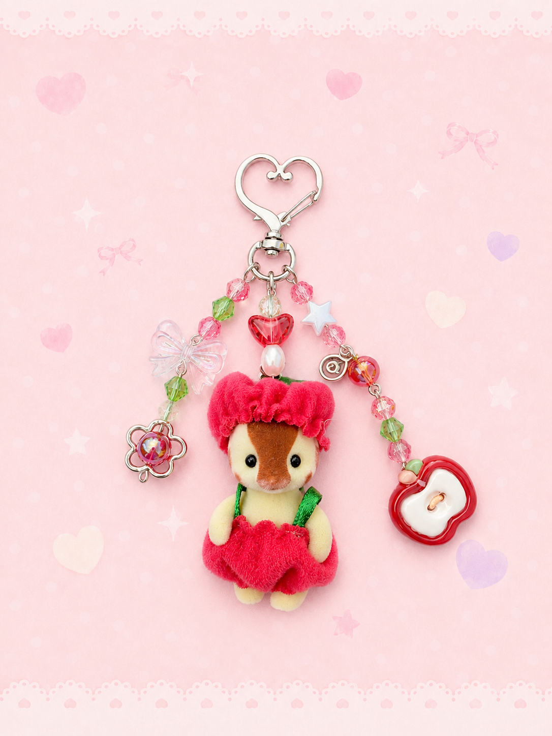 🍎✨ Apple Giraffe Calico Critter Charm Keychain 🍎🦒💕