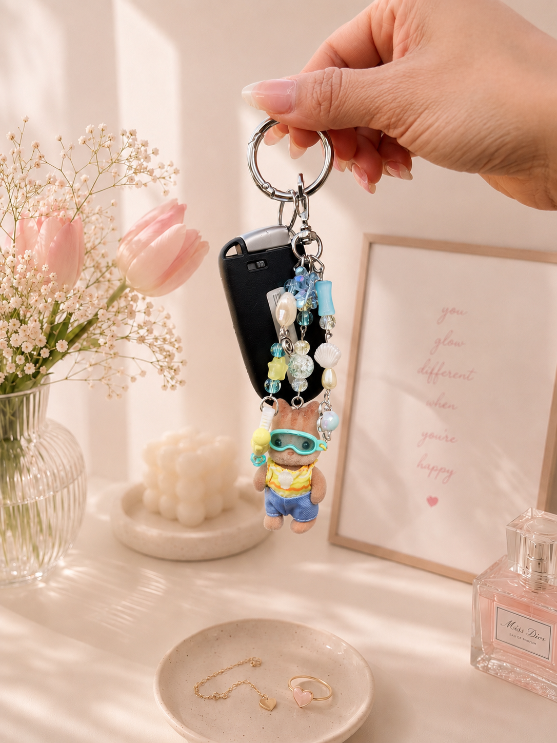 🌊 Summer Chipmunk calico critter Keychain 🐿️✨