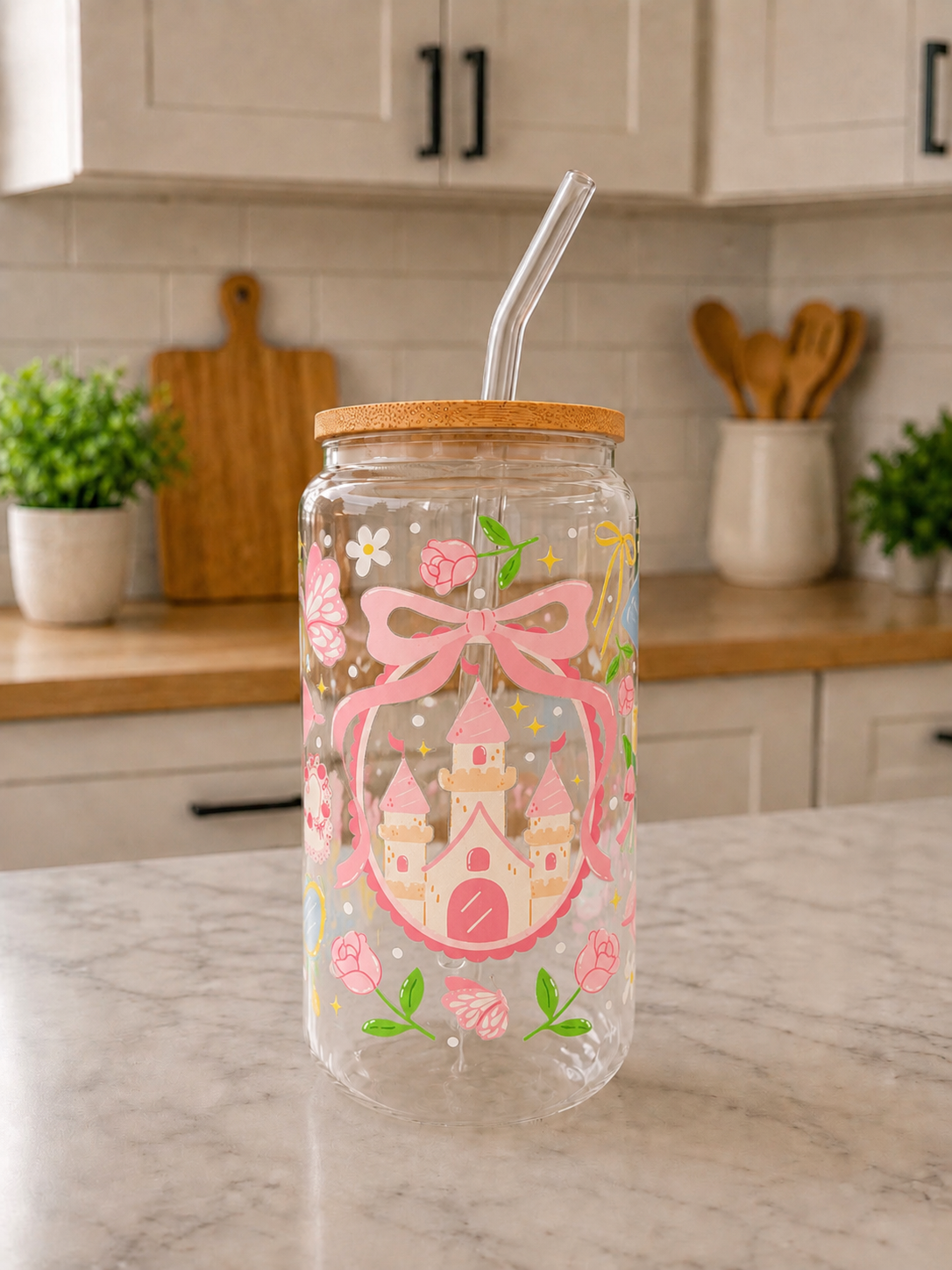 👑Princess Glass Can Cup Collection 👑🎀💖