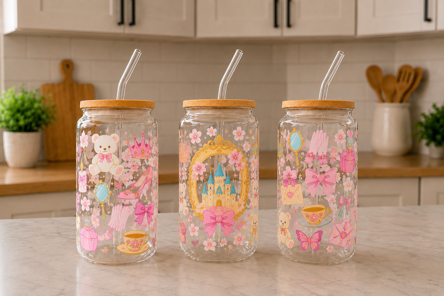 👑Princess Coquette Glass Can Cup👑🎀💖✨