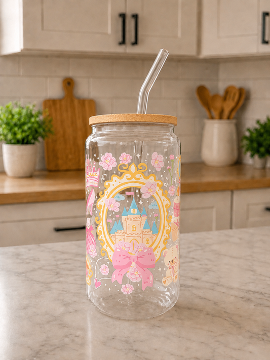 👑Princess Coquette Glass Can Cup👑🎀💖✨