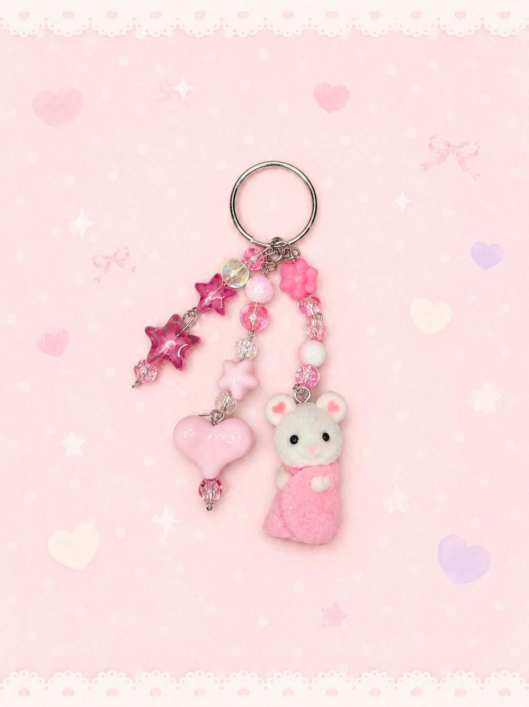 🐭🩷✨ Pink Baby Mouse Bag Charm Keychain 🎀⭐