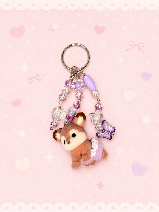🦌💜 Baby Deer Calico Critter Bag Charm Keychain 🦋🌸