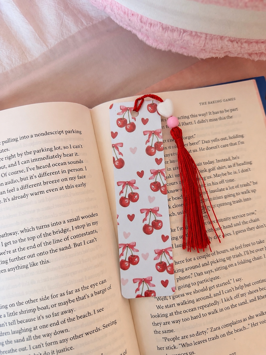🍒🎀 Cherry Coquette Metal Bookmark 📚💖✨