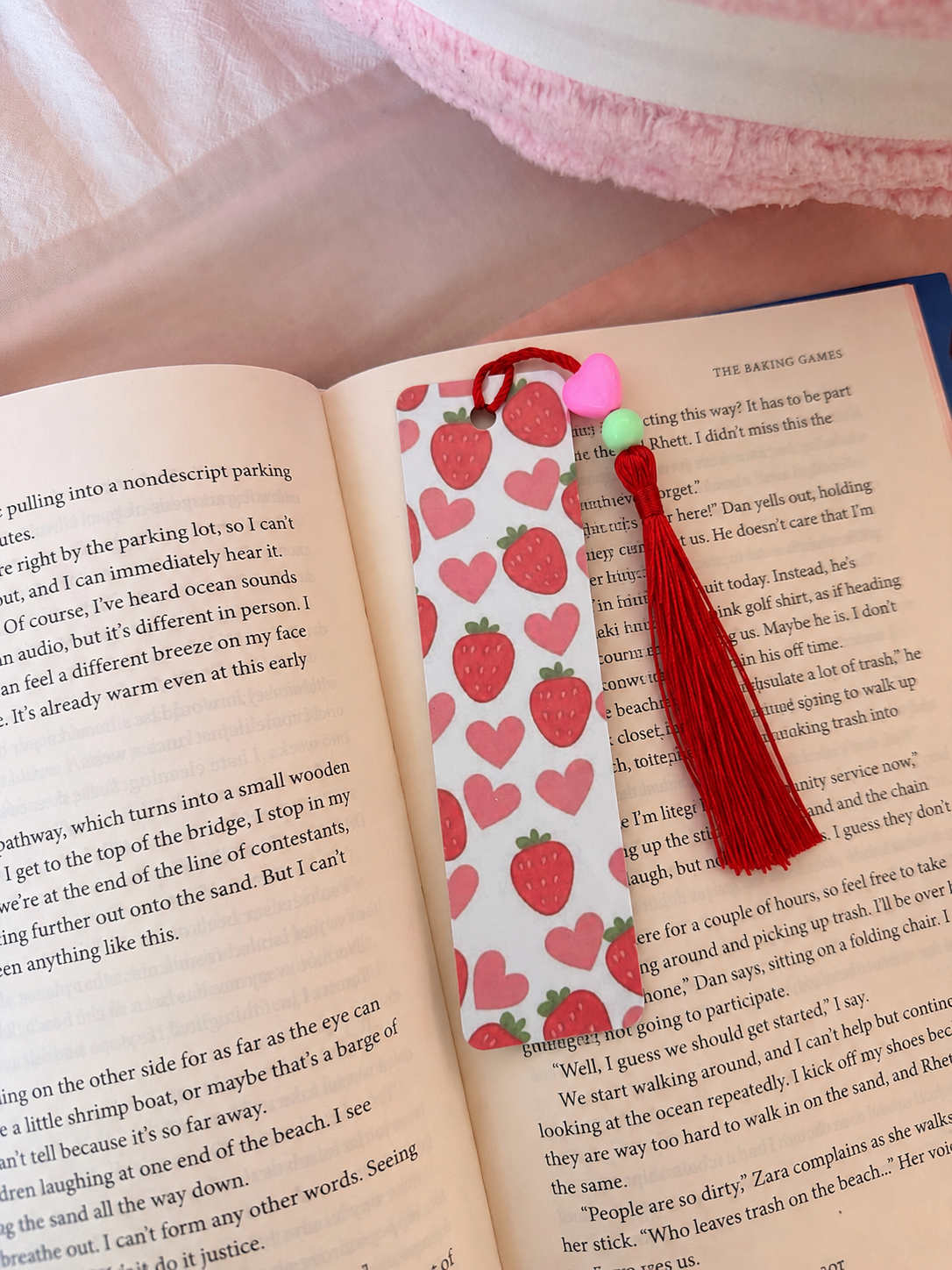 🍓💖 Strawberry Love Metal Bookmark📚🎀✨