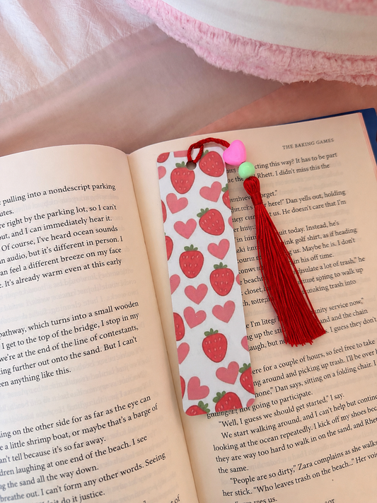 🍓💖 Strawberry Love Metal Bookmark📚🎀✨