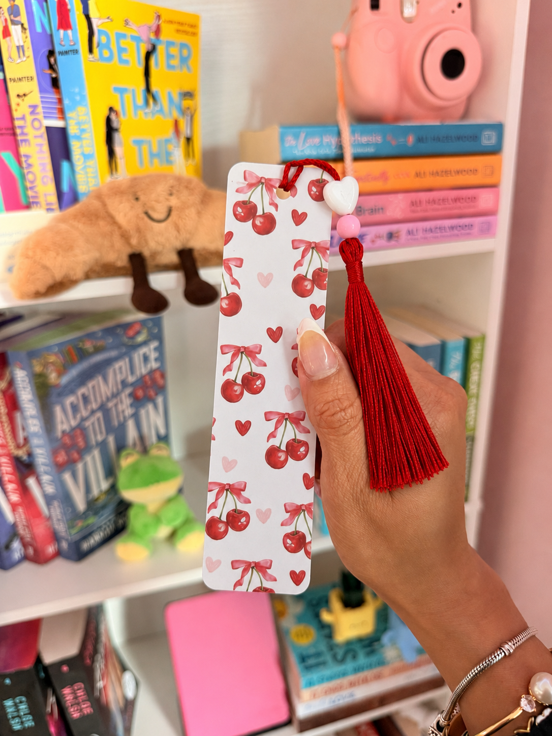 🍒🎀 Cherry Coquette Metal Bookmark 📚💖✨