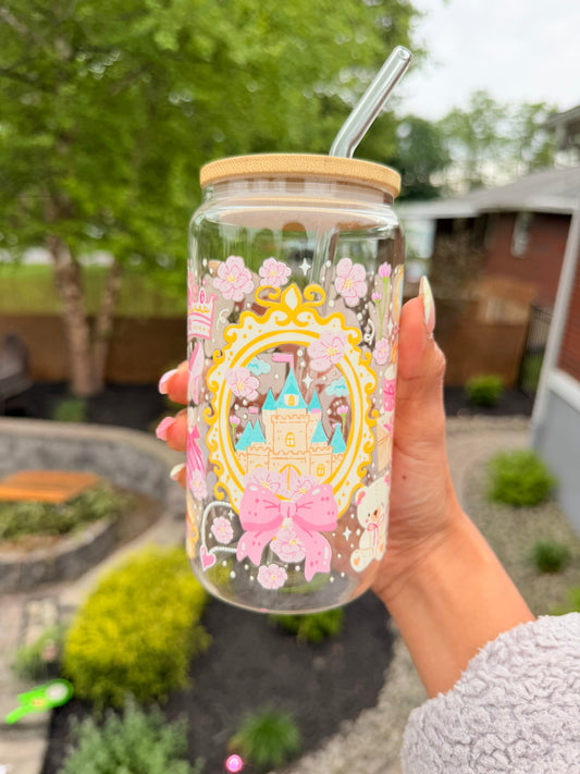 👑Princess Coquette Glass Can Cup👑🎀💖✨