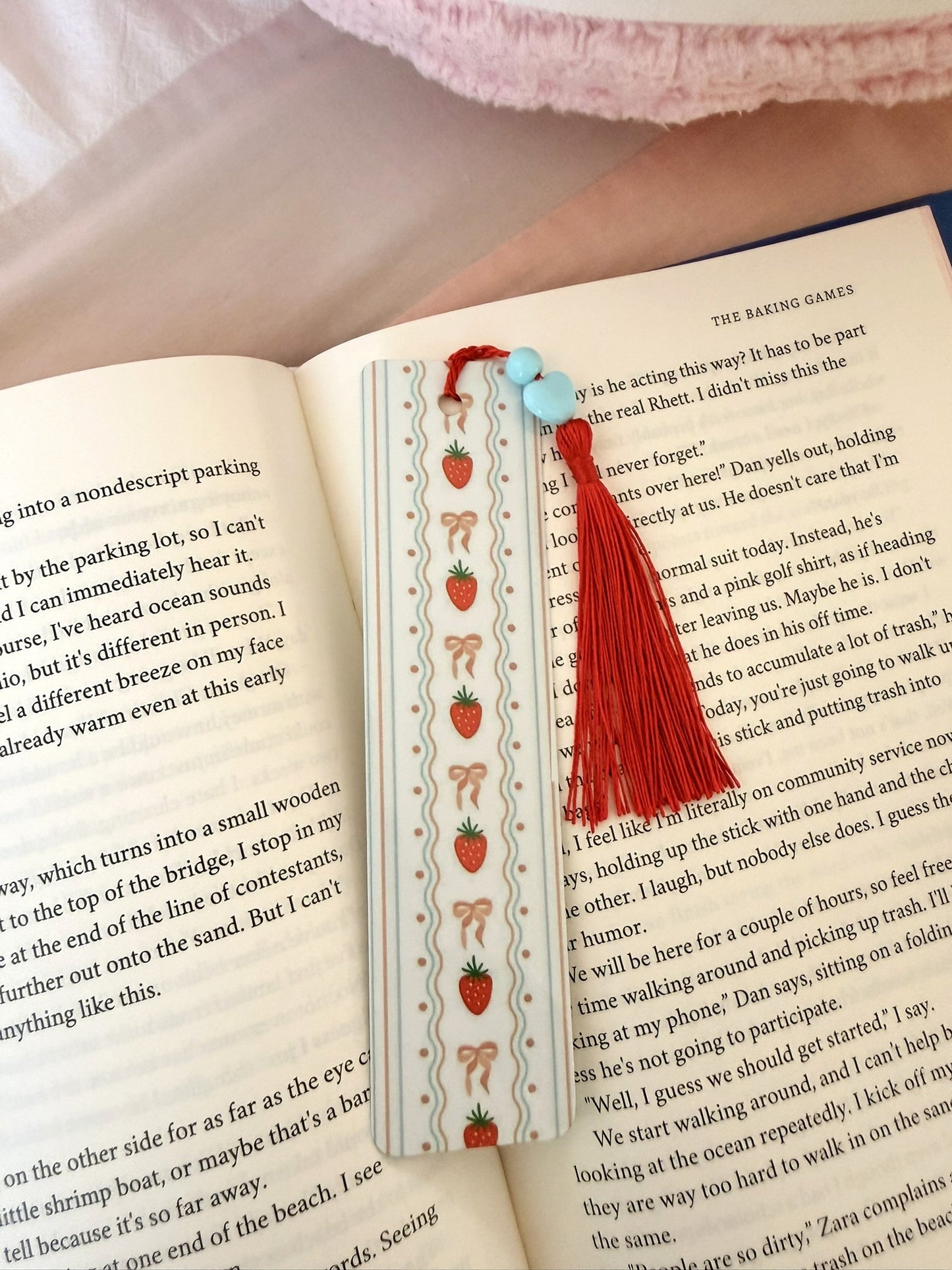🍓✨ Strawberry Bow Metal Bookmark🎀📚💕