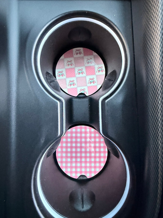 🍒💗 Cherry patch Car Coaster Set🚗🎀✨