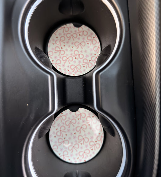 🎀🌸Dreamy Pink Coquette Car Coaster Set🎀🌸✨